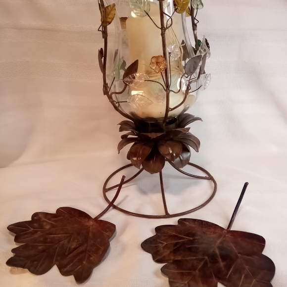 Copper Embellished Hurricane Candle Holder Set - Picture 9 of 15